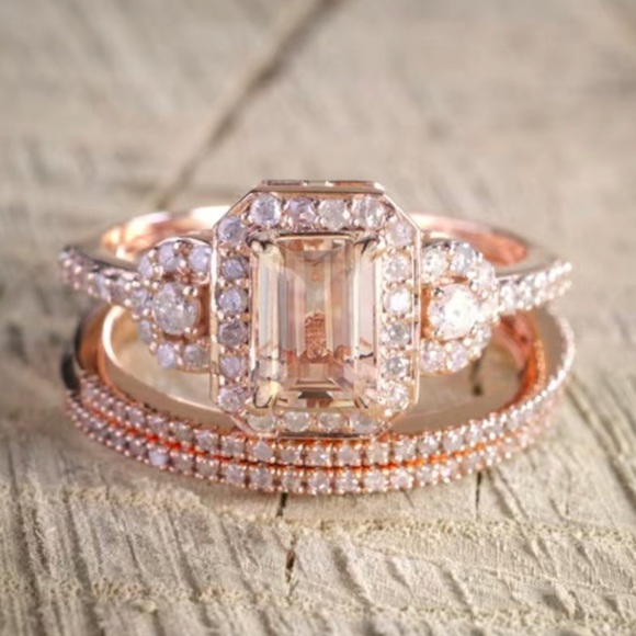 2pcs/set Elegant Women's Fashion Wedding Jewelry Ring size 10 💍💍 new with tag - Picture 4 of 7